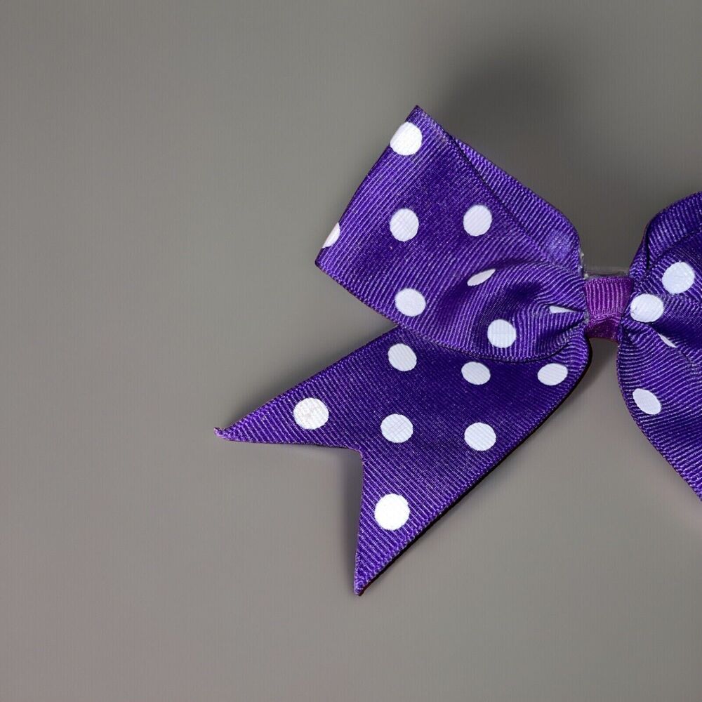 Lot Of 2 Girl’s Grosgrain Hair Bows Clip Blue Solid Polka Dot - Picture 8 of 11
